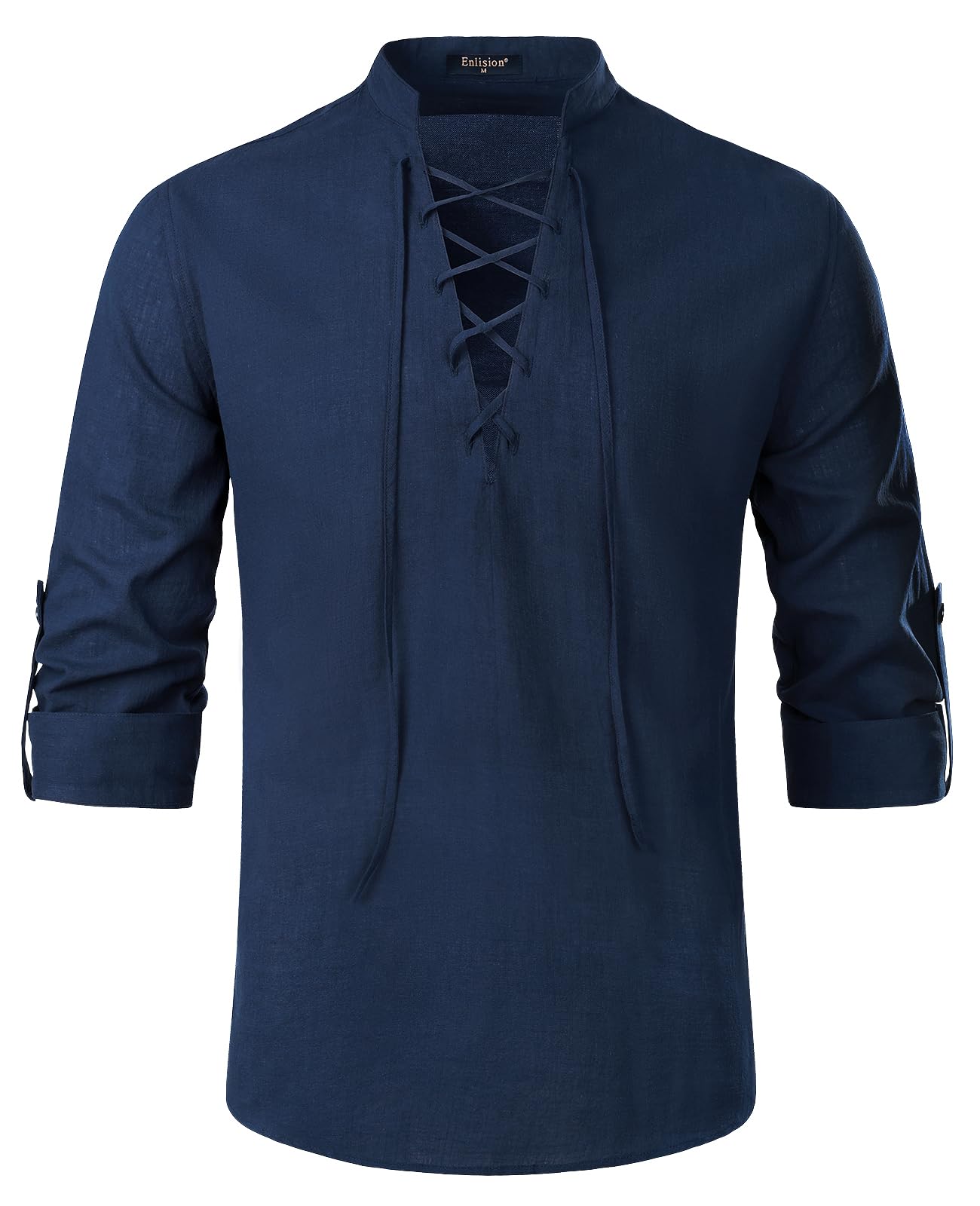 Enlision Chemise en Lin à Lacets pour Homme Costume Vintage médiéval décontracté à Manches Longues Viking Pirate Chemise