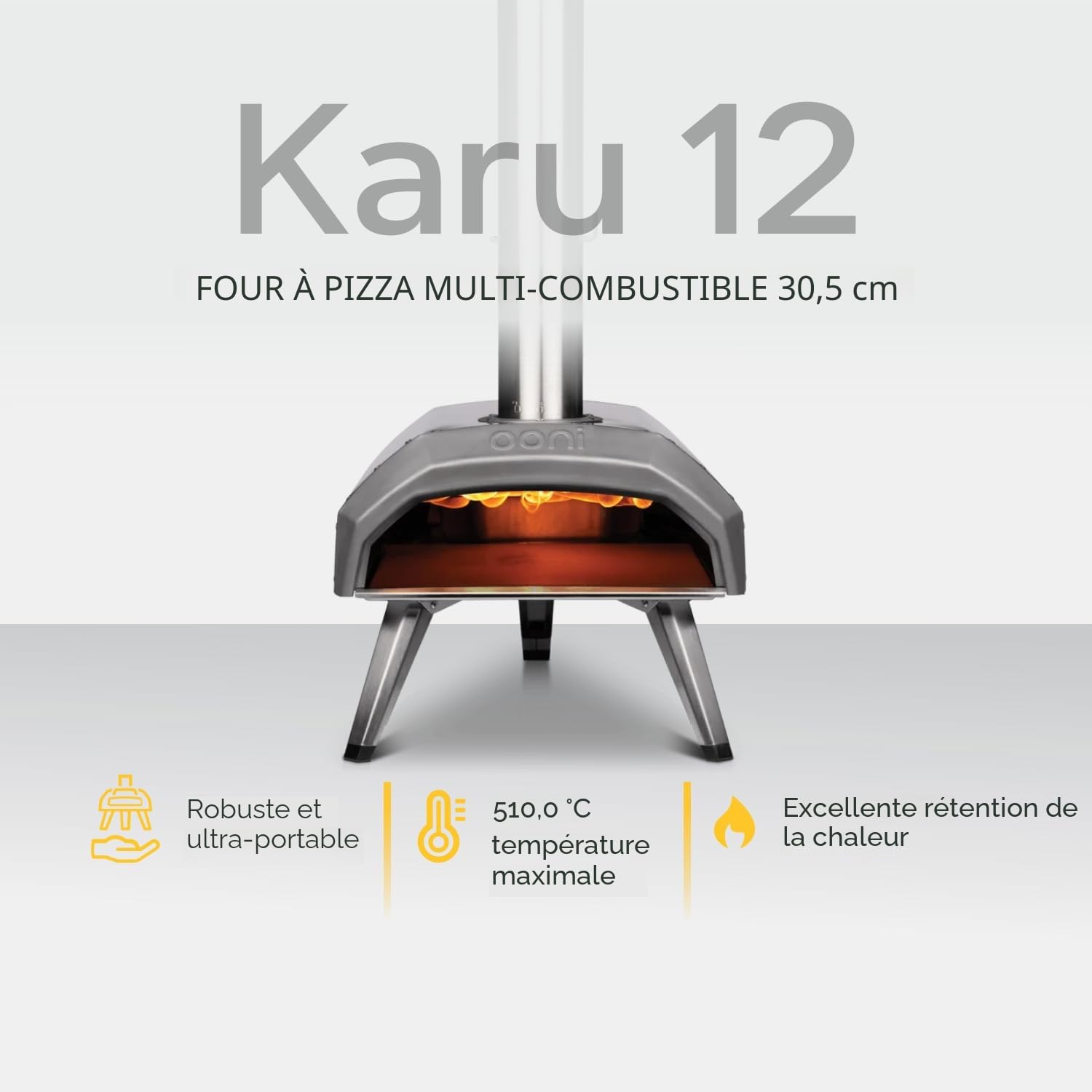 Ooni Karu 12 – Four à Pizza Ooni Multi-Combustible Bois/Charbon avec Option Gaz – Four a Pizza Gaz – Cuisson sur Pierre en 60 Secondes – Authentique Pizza