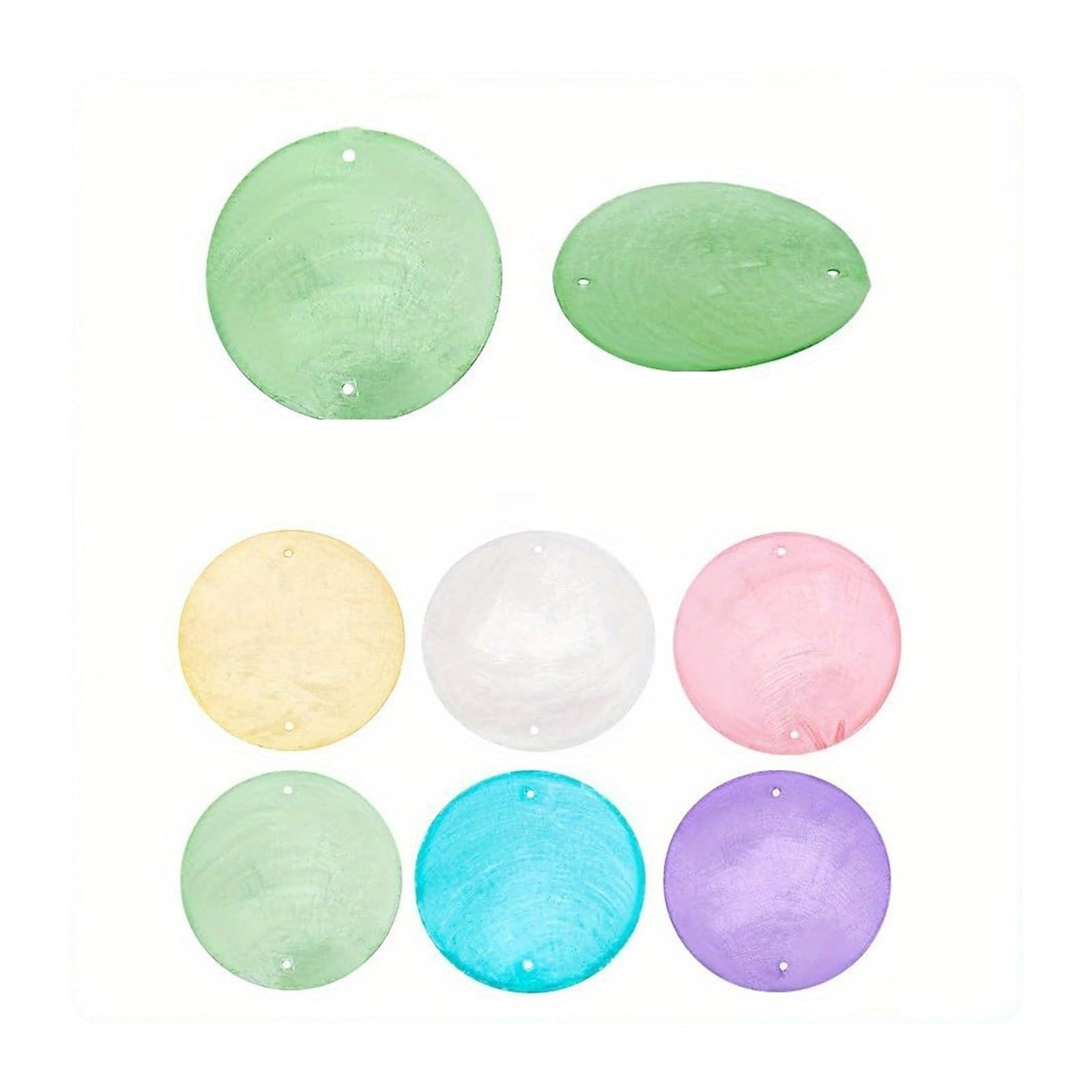 LuoAXINN Capiz Shells Round Capiz Shells with Holes Shell White for Wind Chimes Jewelry Making Home Decor(Multi-Colored)