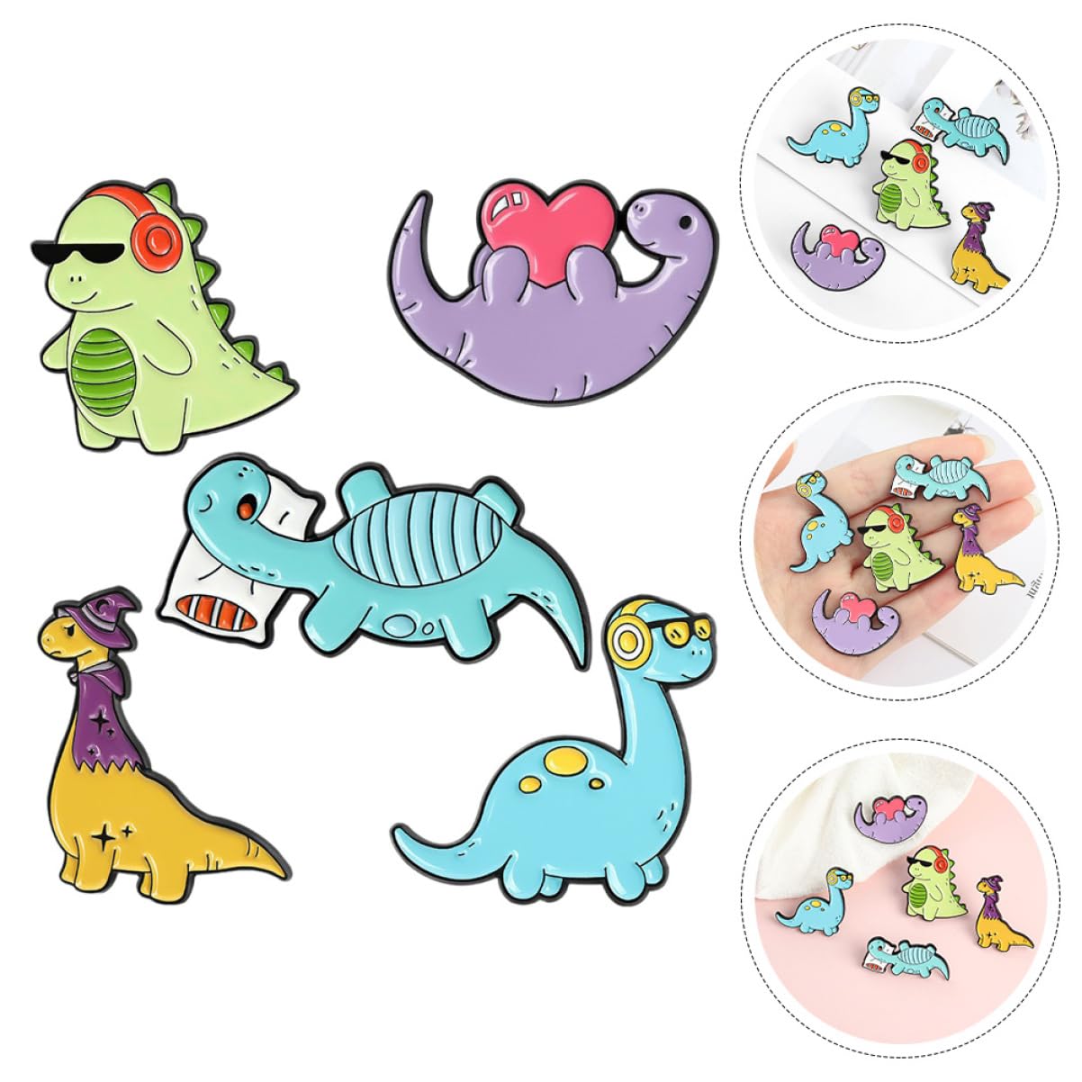 minkissy Teiliges Cartoon Dinosaurier Broschen Für Frauen Niedliche Emaille Anstecknadeln Zur Dekoration Von Kleidung Taschen Und Rucksäcken Perfektes Für Dinosaurier