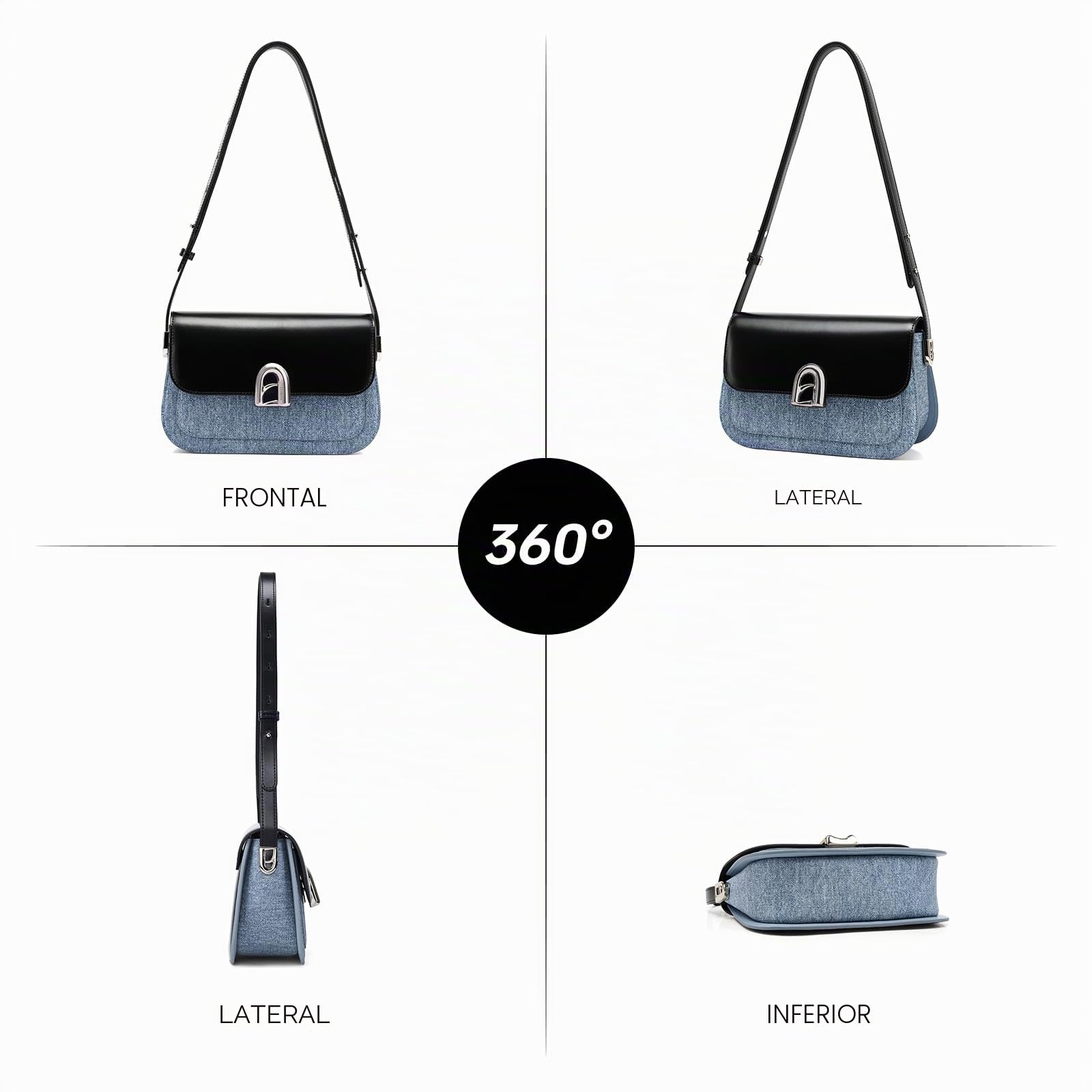 LA FESTIN Bolso de hombro de cuero para mujer, bolso cruzado con correa ajustable para mujer, bolsos de diseñador