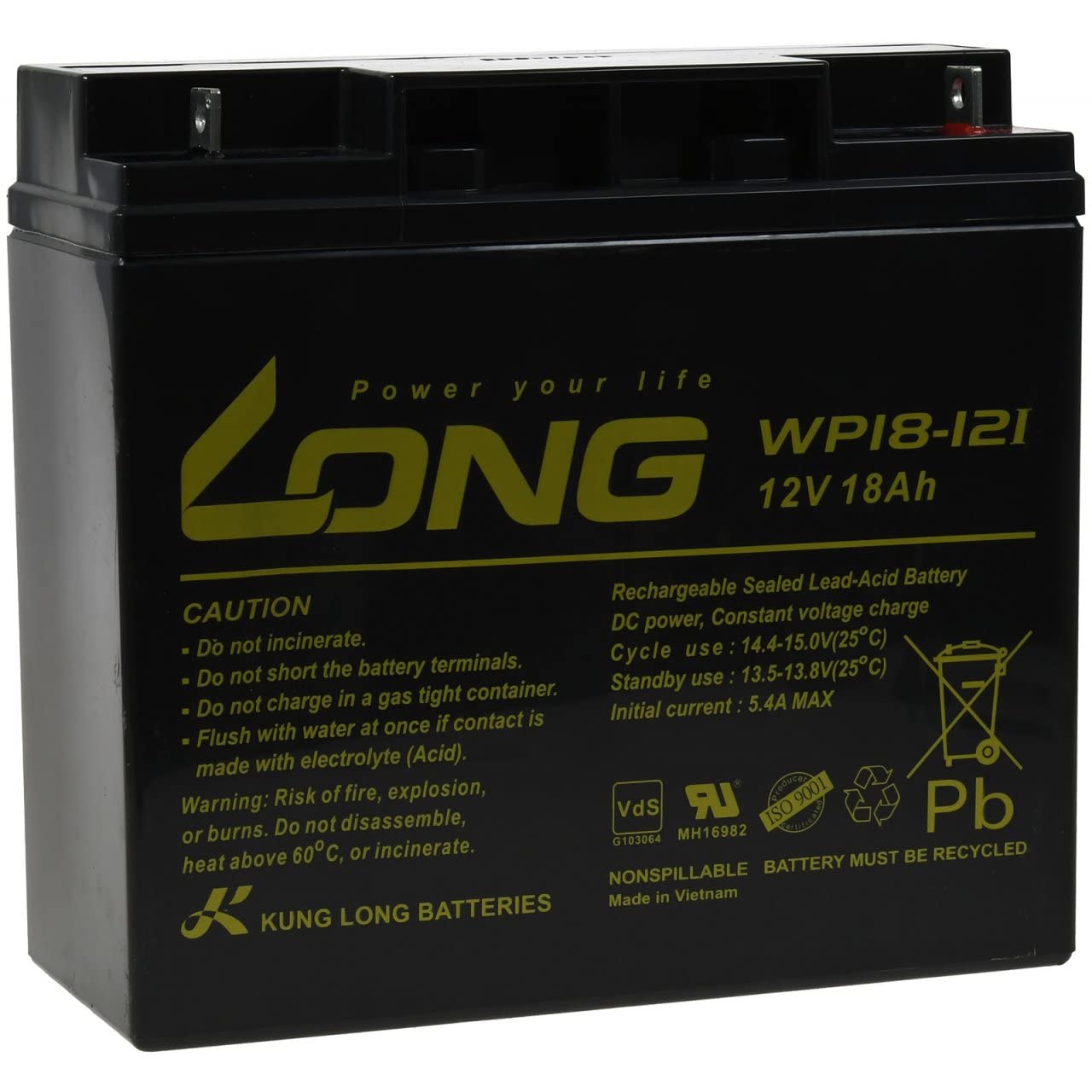 KungLong Batería de Recambio para Moto Infantil, Quad Infantil, vehículo Infantil 12V 18Ah