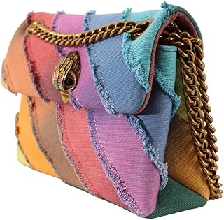 KG by Kurt Geiger Kurt Geiger London Mini Kensington Frayed Rainbow Denim Crossbody Bag