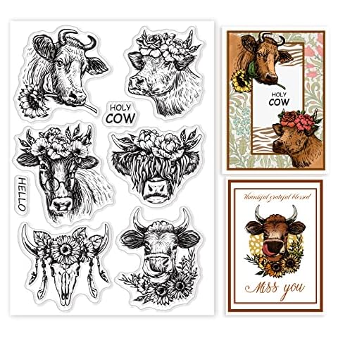GLOBLELAND Cow Clear Stamps for DIY Decor Cover