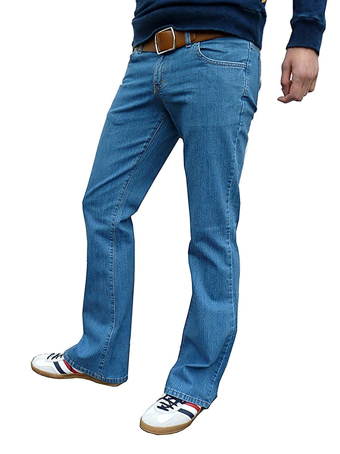 Fuzzdandy Mens Blue Bootcut Flared Jeans 30 32 34 36 (30 Waist 32 Leg)