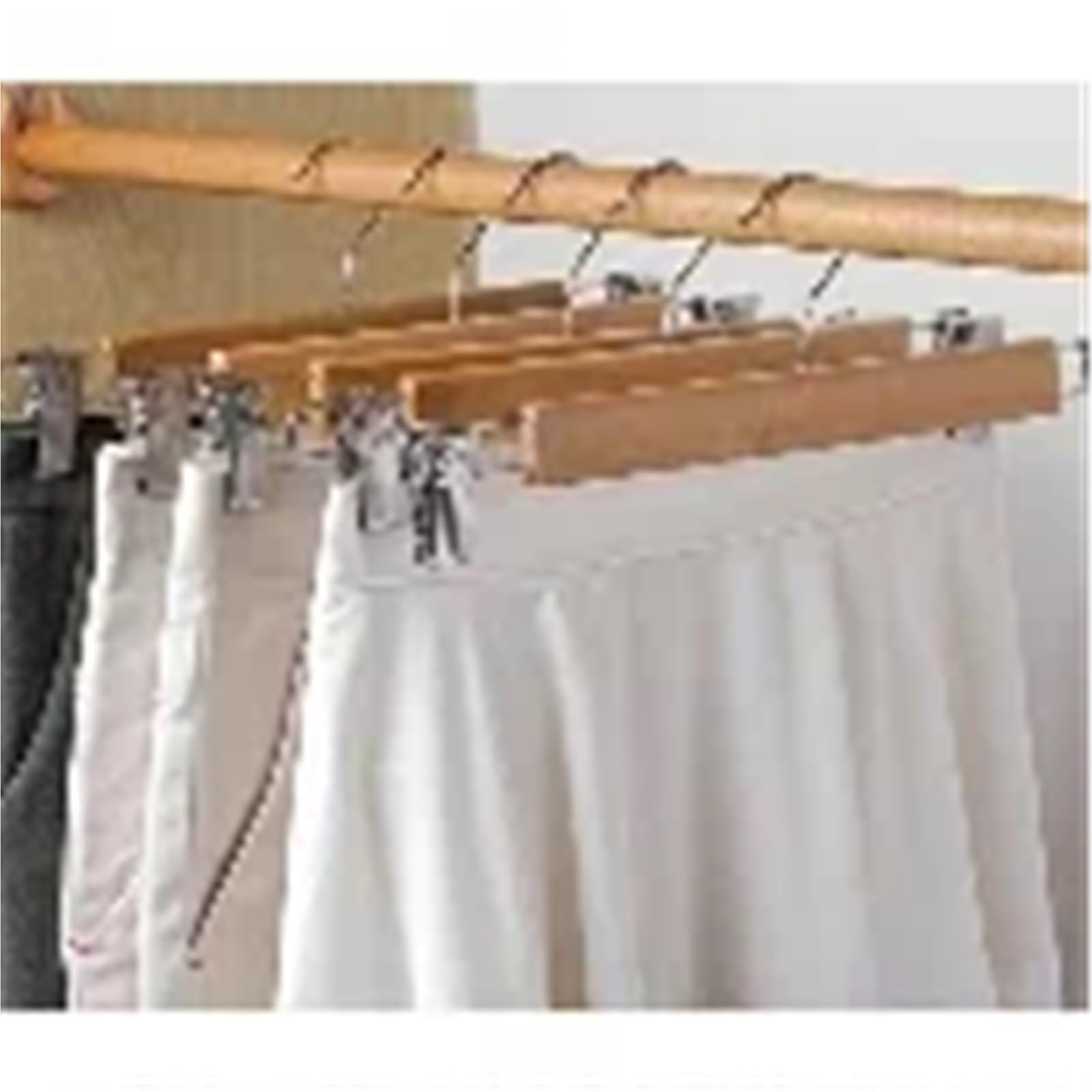 Kleiderbügel for Röcke aus Holz mit verstellbaren Clips (5er-Pack), Rutschfester Hosenbügel, natürliches Finish, Lotusholz-Hosenbügel(Wood S 24cm,10pcs)