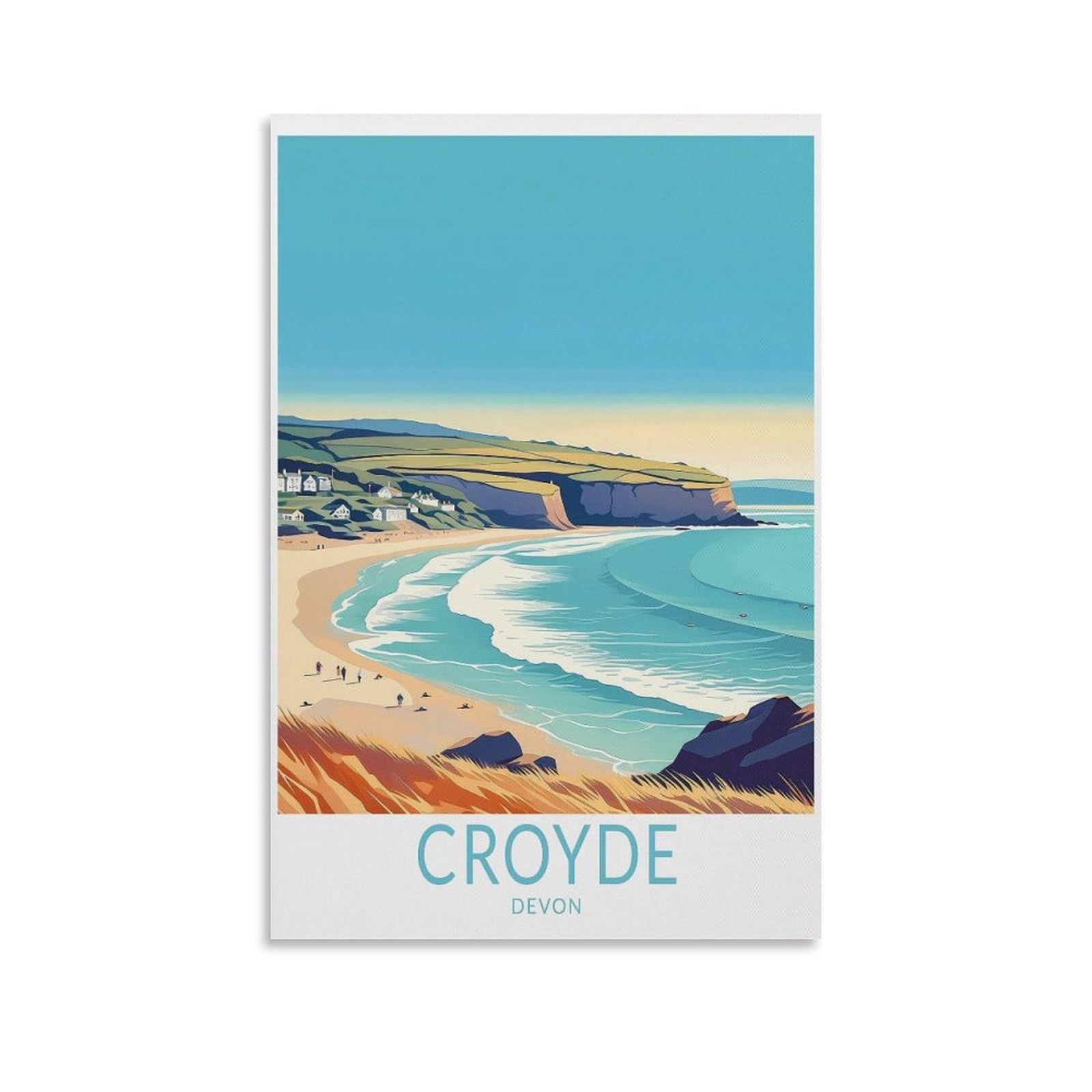 QGVBGF Croyde Devon Travel Canvas Poster Bedroom Decor Landscape Office Room Decor Gift 08x12inch(20x30cm)