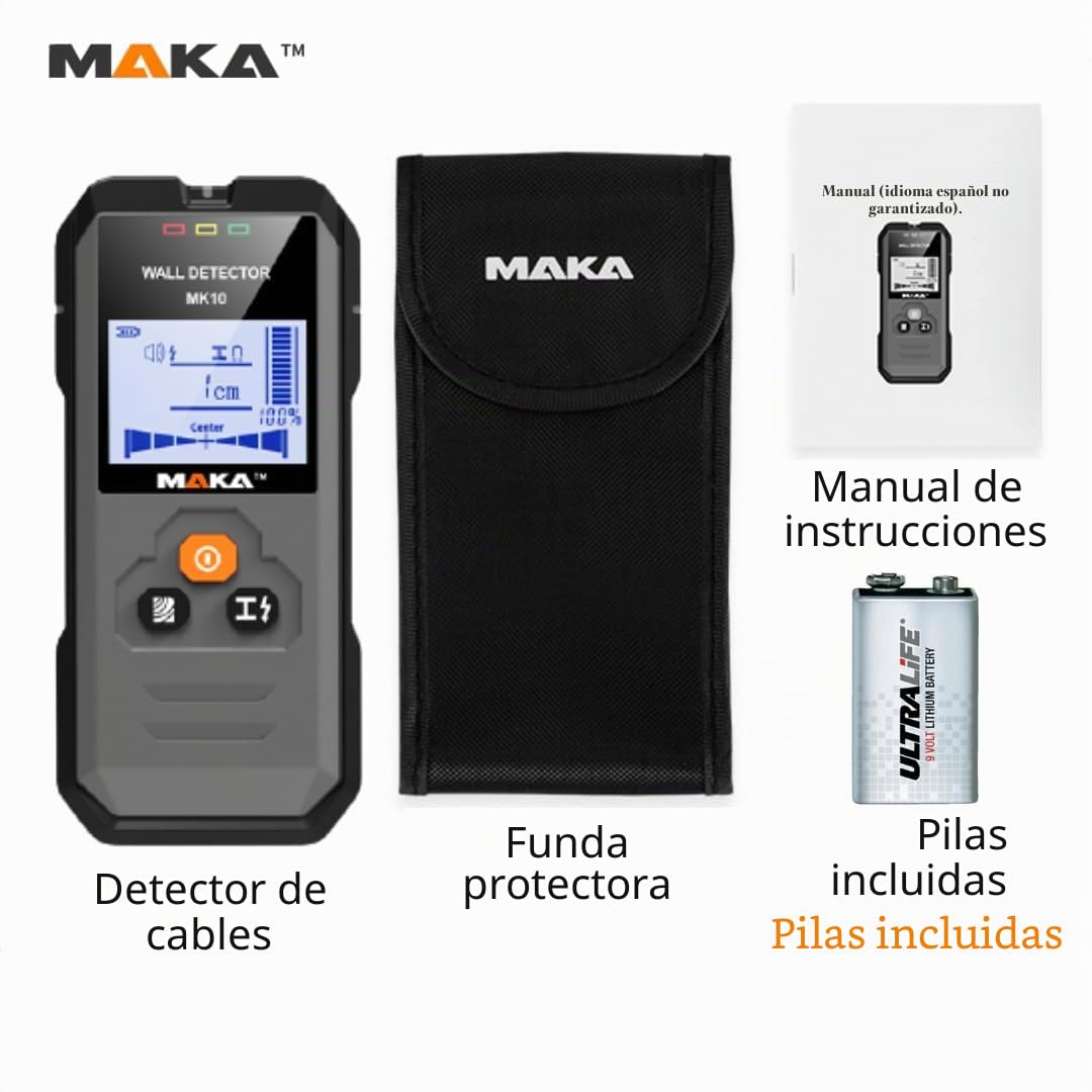 MAKA Buscador de tuberías digital Escáner de pared Metal Madera AC 120 mm