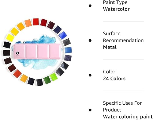 Miniatura 9 de Paul Rubens Juego de pintura de acuarela profesional grado artista, 24 colores vivos con caja de metal portátil para artistas, principiantes,