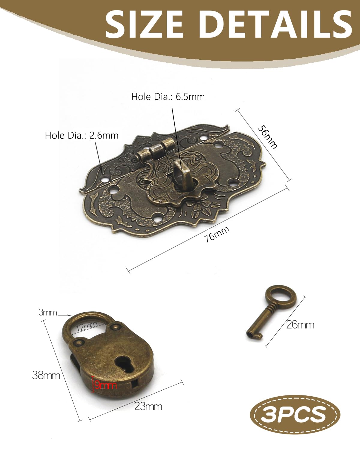 Chiusure Antiche In Ferro Bronzo - Per Mobili, Casse, Tende, Stile Vintage - Foto 9