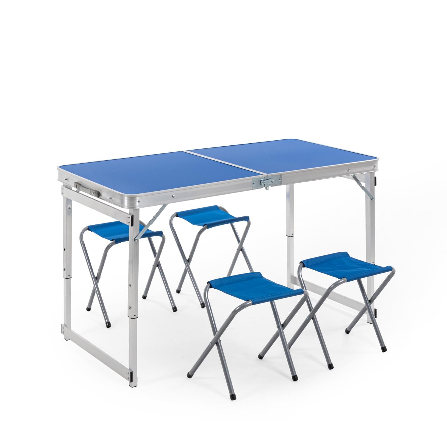4 Feet Multipurpose Aluminium Folding Camping Table with 4 Oxford Mat Chairs & Carrying Handle | Height Adjustable Table for Picnic, Hiking, Garden, Outdoor & Indoor Use (Blue)-image-29