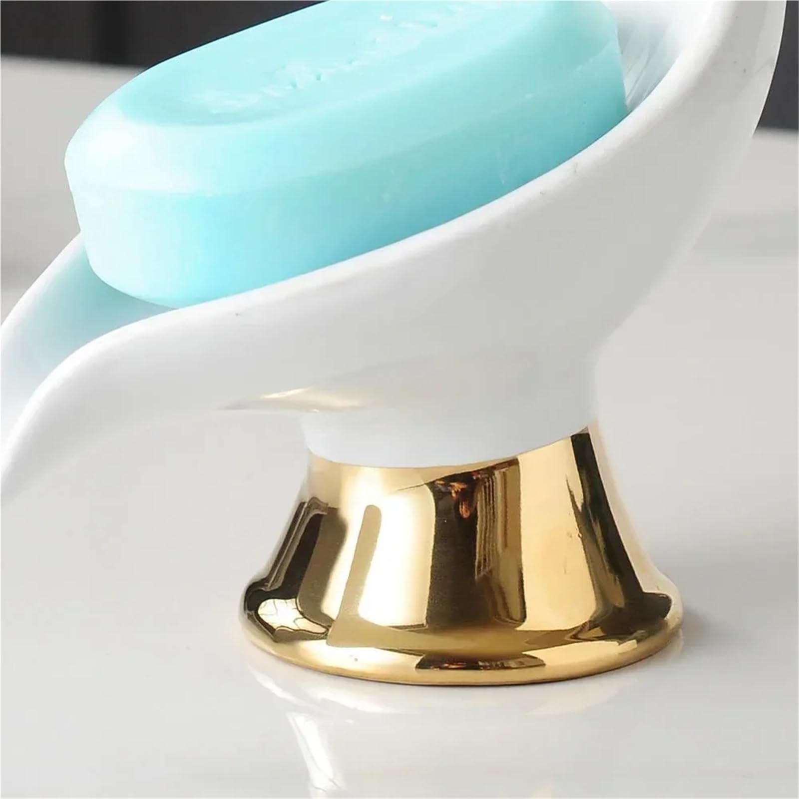 Porte-savons Porte-savon en céramique en forme de cygne, boîte à savon, porte-savon de salle de bain, plateau de rangement, fournitures de douche de salle de bain, support de salle de bain(WHITE)