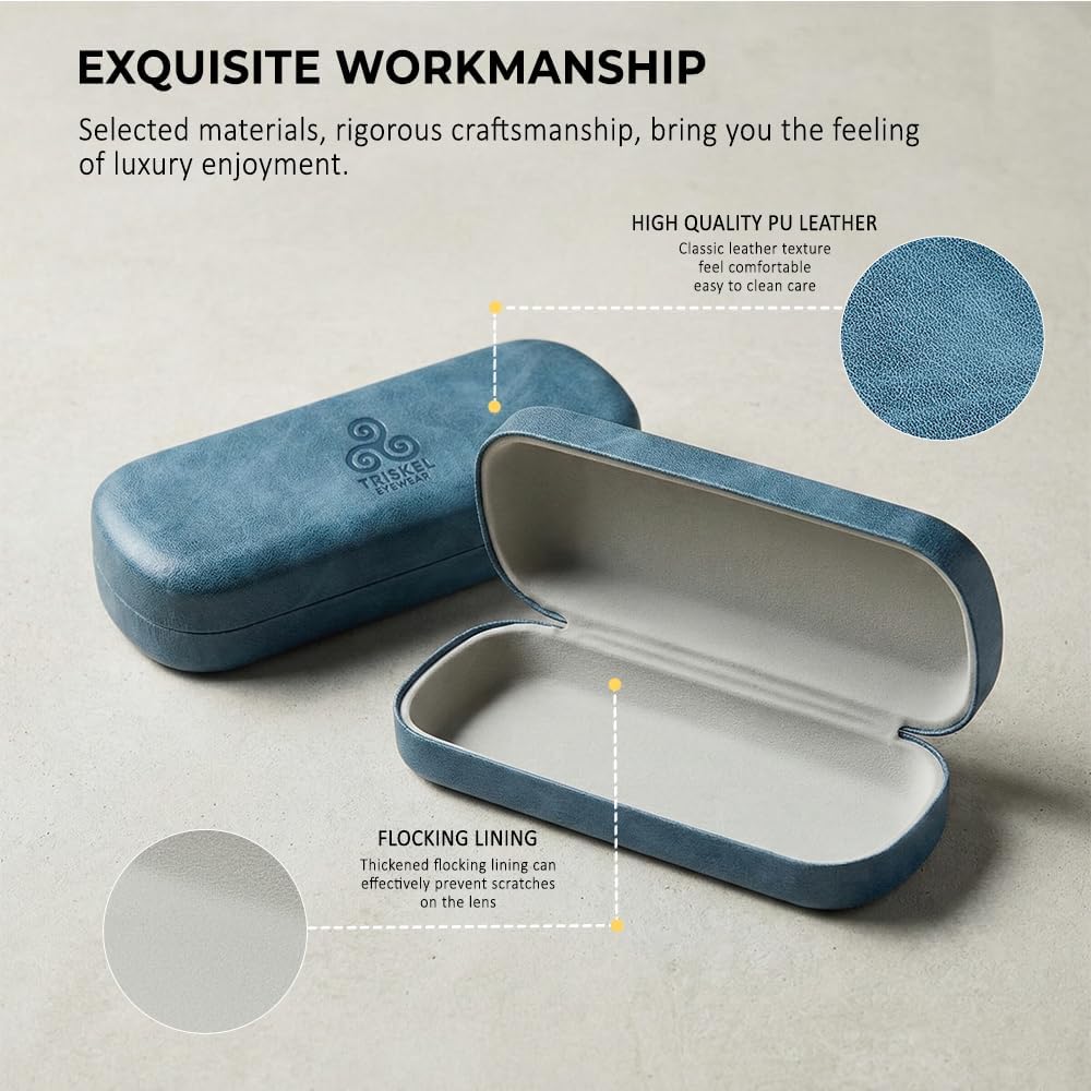 Rounded Rectangle Glasses Case – Hard Shell PU Leather Eyewear Case with Soft Lining & Magnetic Closure - Image 5