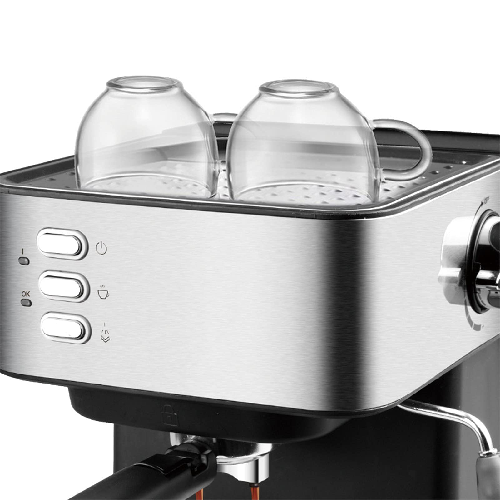 Máquina de café de filtro, máquina de espresso, cafetera de tanque de agua extraíble de alto rendimiento, filtro reutilizable de elaboración rápida, café espresso, capuchino, plata (tipo PB)