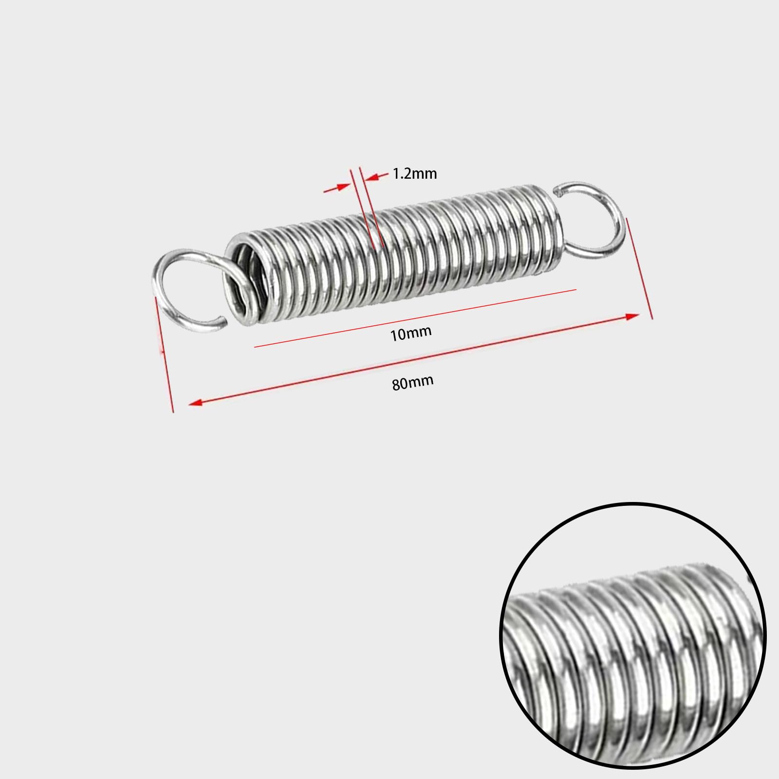 2PCS Extended Compressed Springs,Double Hook Tension Spring 80MM,Stainless Steel Dual Hook Torsion Spring,Tension Spring for Machinery,Furniture - Image 2