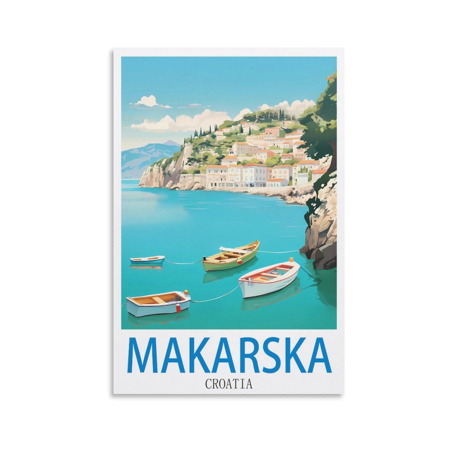 EZMLFA 5D Diamond Painting Kits for Adults,Makarska Croatia,DIY Full Round Drill Diamond Dot Gem Art Kits for Adults,Crafts for Decor 40x50cm