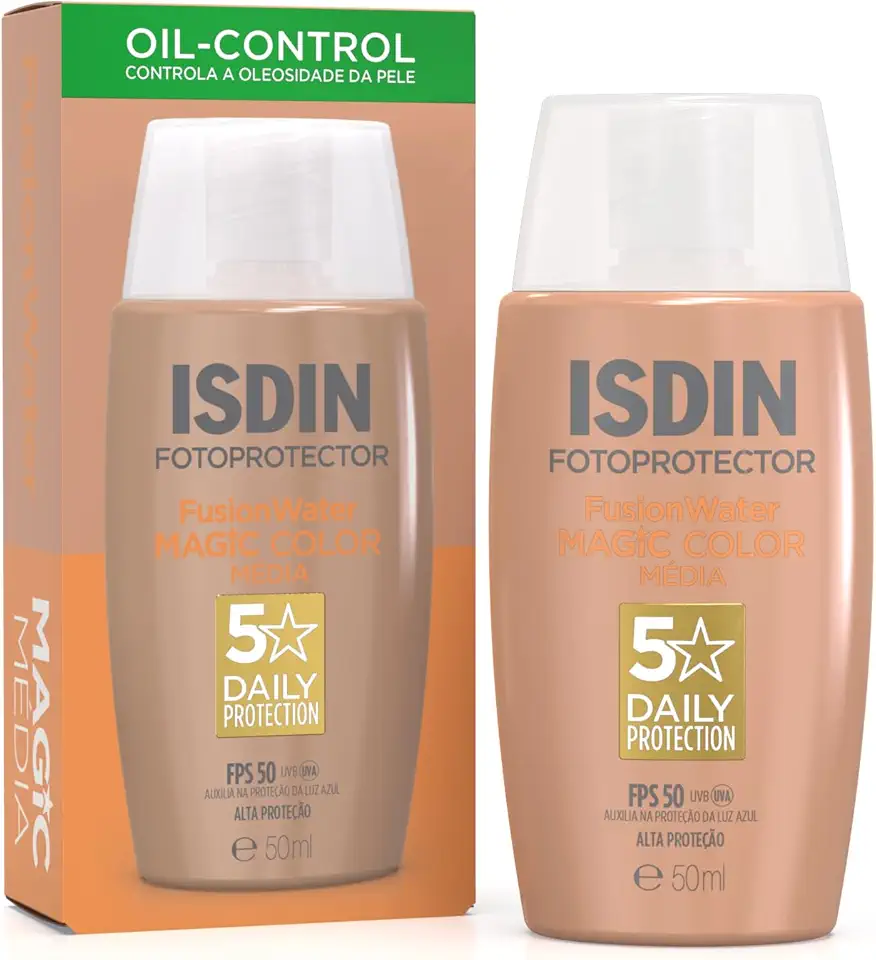 ISDIN Protetor Solar Facial Fusion Water Magic Color FPS 50 - Cor Média - 50ml