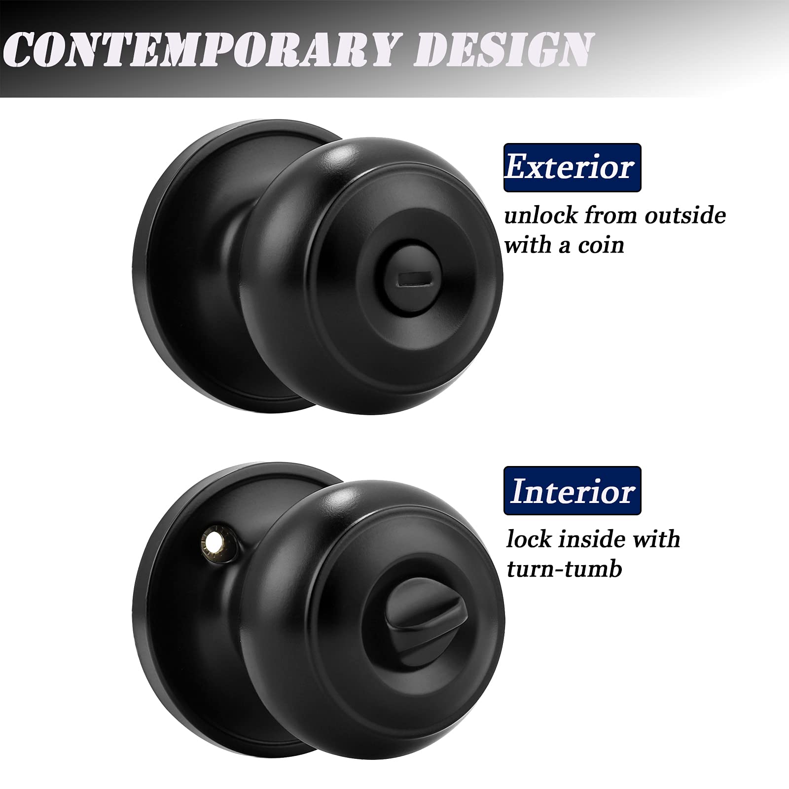 Buy Probrico (10 Pack) Round Privacy Door Knob(Thumb Turn Lock on The