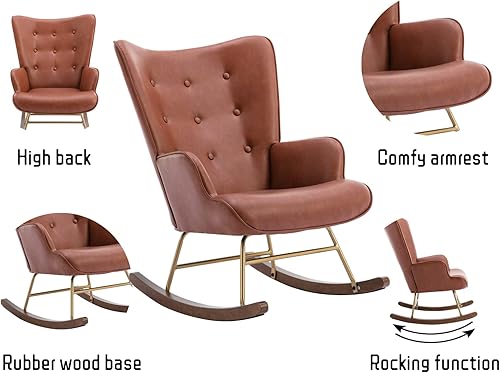 Miniatura 3 de Mecedora moderna para guardería con reposabrazos, silla lateral tapizada copetuda, silla lateral acolchada para lectura, cómoda silla de club, silla