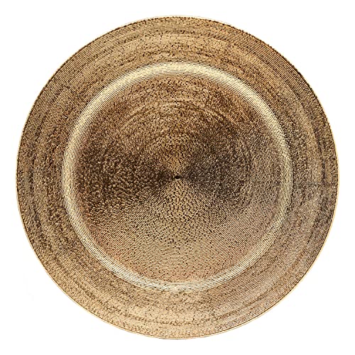 Charge It By Jay Dazzie Electroplated Charger Plate 13” Decorative Melamine Service Plate For Home, Professional Dining, Perfect For Upscale Events, Dinner Parties, Weddings, Catering, Set Of 4, Gold #TOP1