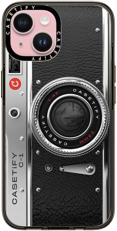 CASETiFY Compact iPhone 15 Case [4 ft. 2X Military Grade Drop Protection/Slim/Lightweight] - Camera Case - Classic - Clear Black