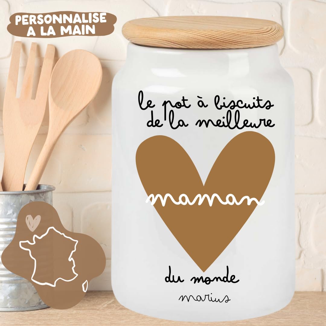 Pot à Cookies Maîtresse Personnalisé avec Prénom | Cadeau Original Fin d’Année Scolaire | Boîte à Biscuits Hermétique en Céramique | Merci Maîtresse (Arc-en-ciel-2)
