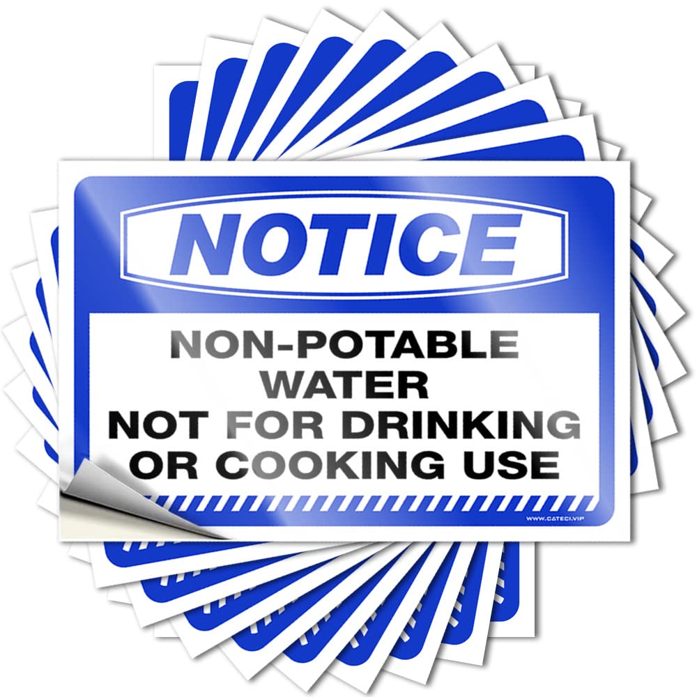 Fzfn Colour Stickers Accent Door Decor Case Notice Non-Potable Water - Not For Drinking Or Cooking Use - No Residue Decals For Man(12X18cm)