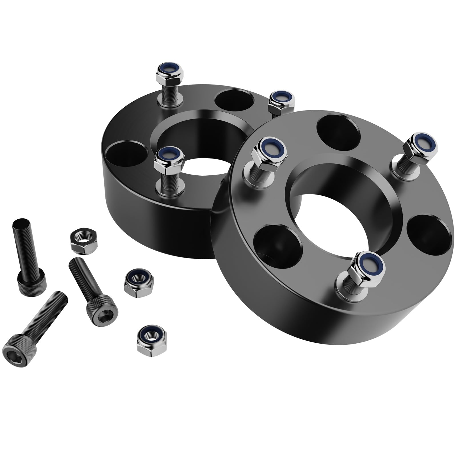 2.5" Ram 1500 Leveling Lift Kit, 2.5in Front Suspension Lift Kit Forged Strut Spacers for 2006-2024 Dodge Ram 1500 4WD, 6061-T6 Aluminum Level Kits CNC Machine Black Anodized