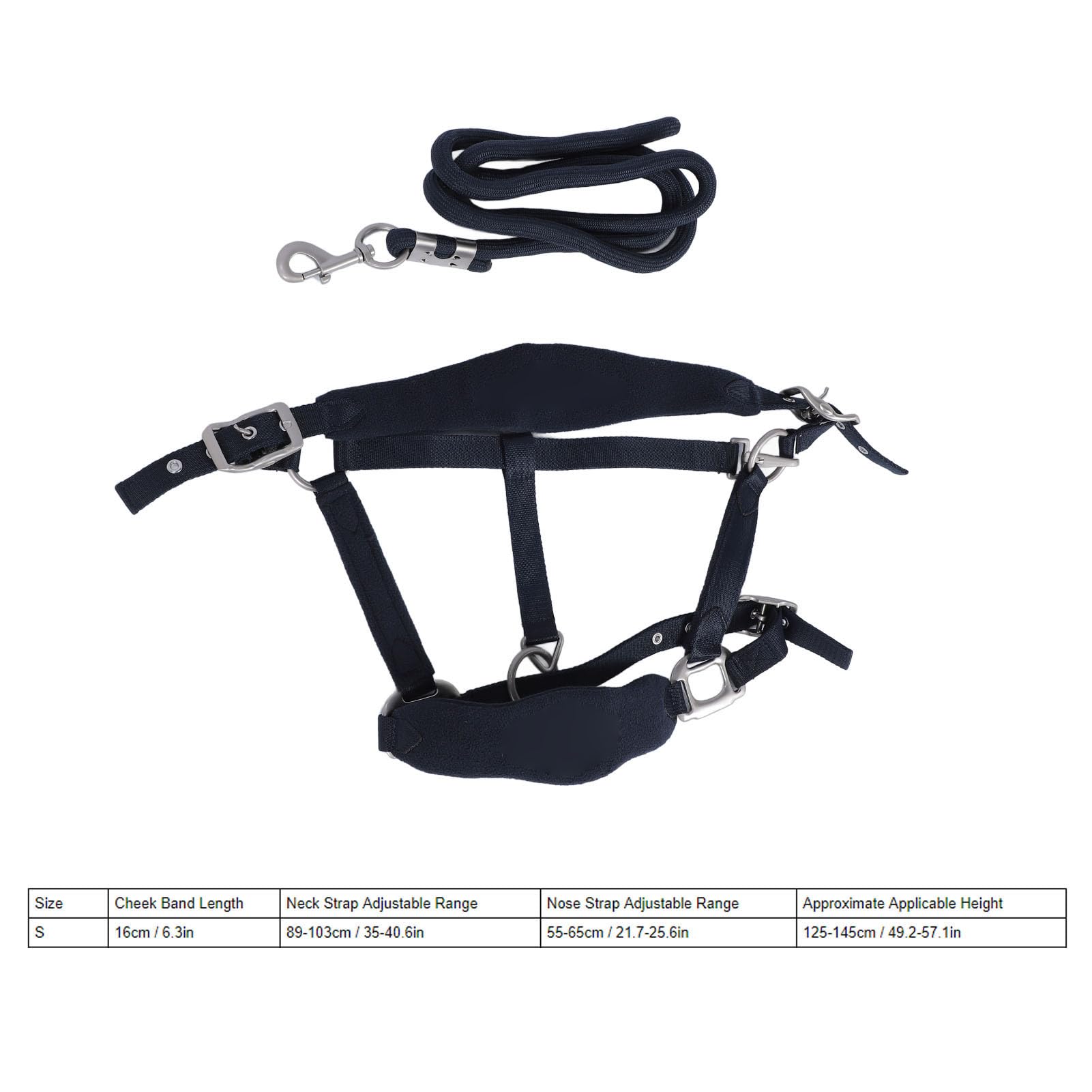 Asixxsix Cabestro de Caballo Ajustable, Banda para la Nariz Acolchada, Cojín para la Cabeza, Cabestro de Entrenamiento de Poliéster con Correa de 2 M, para