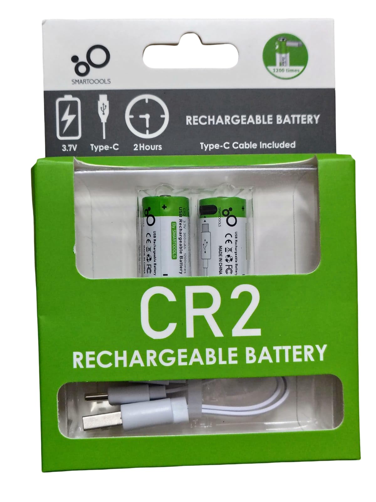 KP Original USB CR2 Lithium Ion Rechargeable Battery, 3.7 V 300 mAh Rechargeable Batteries RCR2 CR15H270 15270 Battery, 1.5H Fast Charge, 1200 Cycles with Type C Connection Cable, Pack of 2-image-21