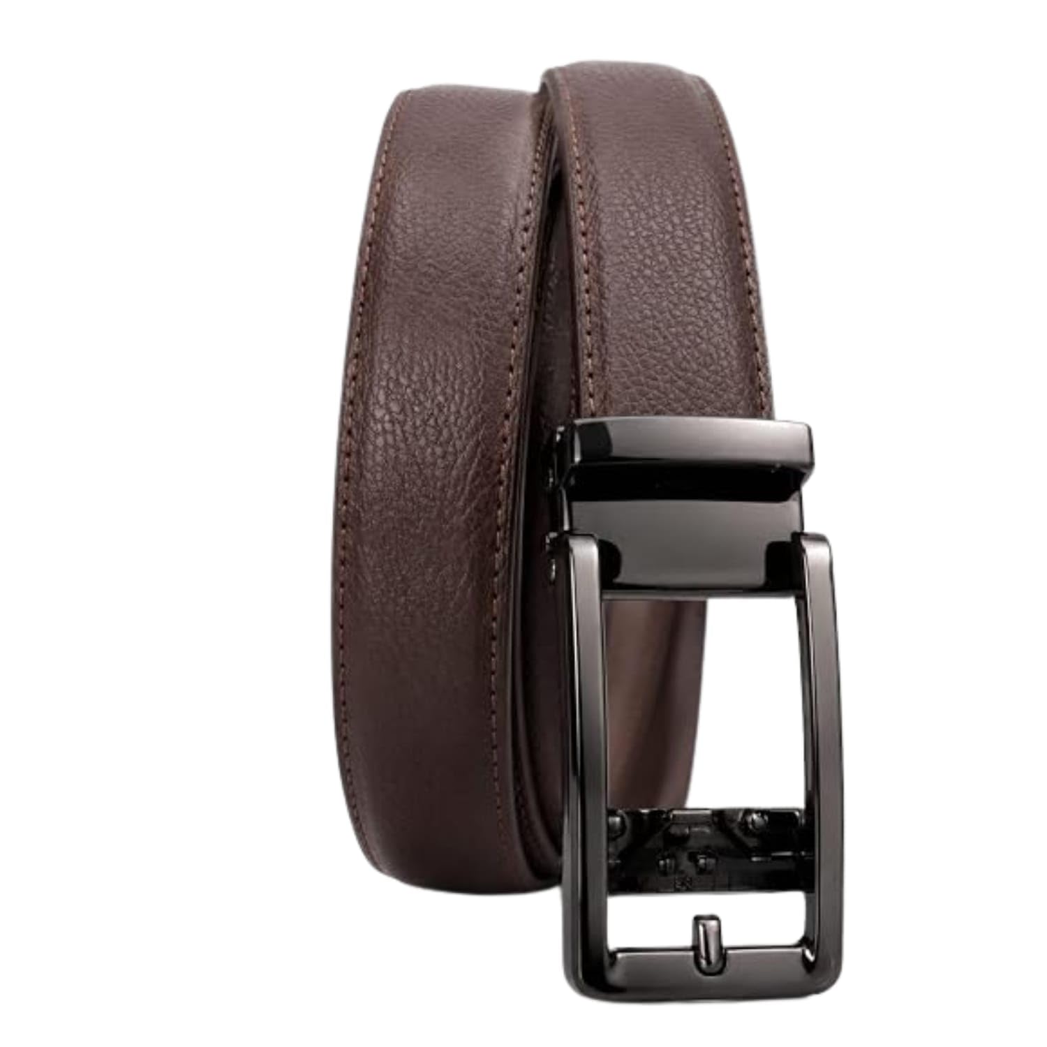Men's Leather Belt for Formal & Casual Wear | Black Textured Leather Belt with Metal Pin Buckle | Adjustable Waist Belt for Office Business Jeans Trousers | 1 Piece-image-1