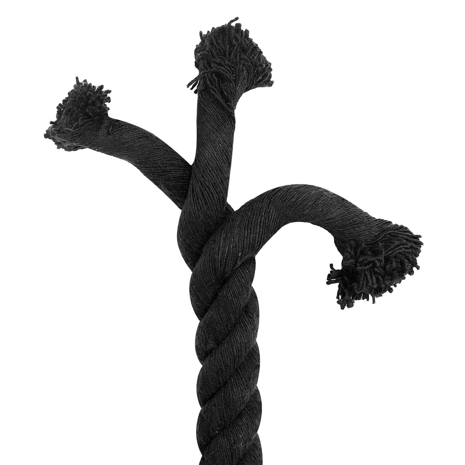 Cuerda de algodón negra 3,6 x 3,6 x 500 cm, 3 capas, cuerda de cuerda para manualidades, macramé, jardín, colgar y fijación segura