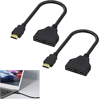 HDMI Splitter for Dual Monitors,2PCS HDMI Splitter 1 in 2 Out, 1080P HDMI Male to Dual HDMI Female Adapter Cable for Dual Monitors, Audio Extractor, Bi-Directional Switch - Compatible with HDTV
