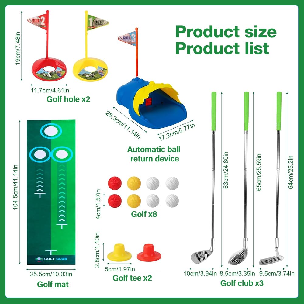 YANGUN Upgraded Kids Golf Set, Toddler Golf Set, Led Light Up Night Golf Balls with Automatic Golf Returner, Indoor Outdoor Sports Toys for Boys and Girls Aged 3+ - Image 2