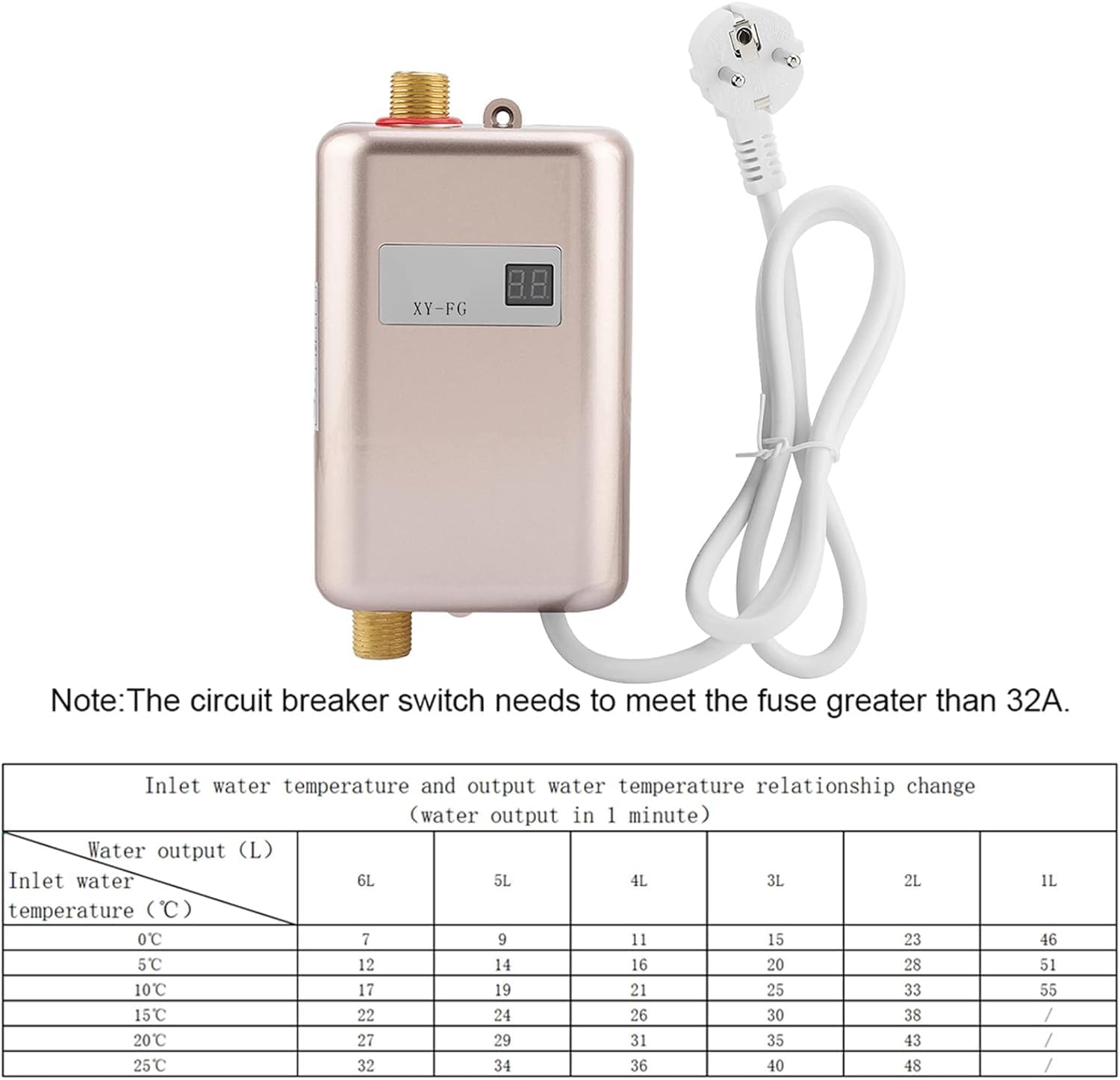 Scaldabagno Elettrico Istantaneo 3800w, Riscaldamento Rapido, Senza | Termostato Lcd Per Il Risparmio Energetico, Adatto Sia Per Il Bagno Che Per La Cucina, Garanzia Di Un Anno (White)