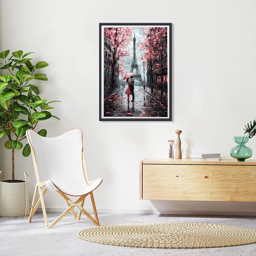 DIY Diamond Art Kits Erwachsene, Regentag Eiffelturm Kinder 5D Diamant Gem Kunsthand werk, für Home Büro Wall Kreativität Dekor, Teenager Mädchen Neujahr Geburtstag Geschenke 80x160cm P2CL-840