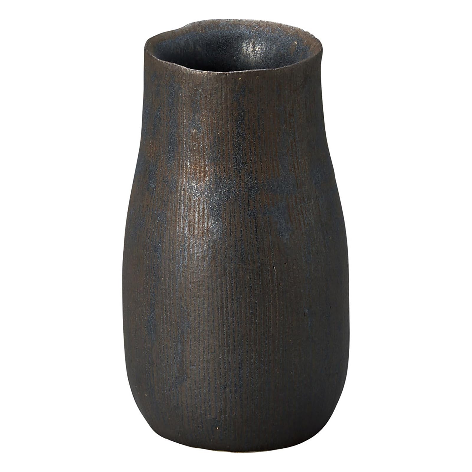 Shigaraki Ware Hechimon Vase Gold Ibushi Black Ceramic 5.9in Japan