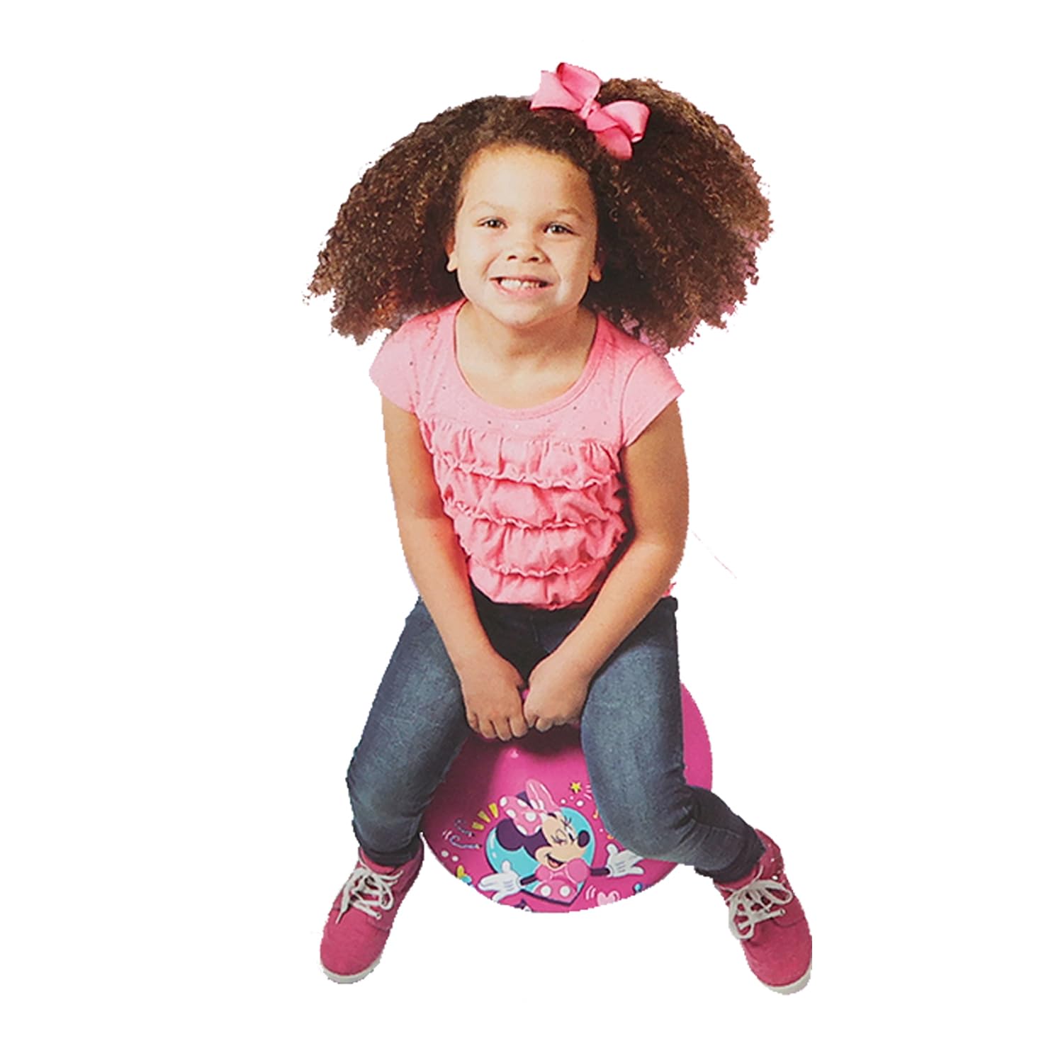 Disney Minnie Mouse Hopper Ball für Kinder – Bündel mit 38,1 cm Minnie Hüpfball mit Griff, Aufklebern und mehr (Minnie Mouse Outdoor-Spielzeug)