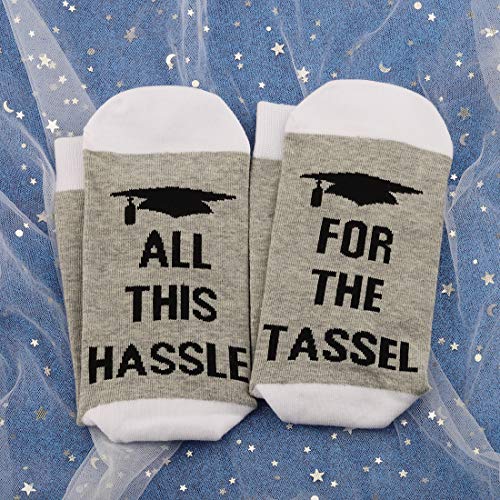 JXGZSO All This Hassle For The Tassel Socks Class of 2025 Graduation Socks for Graduation Day 2025 Graduate Gift3