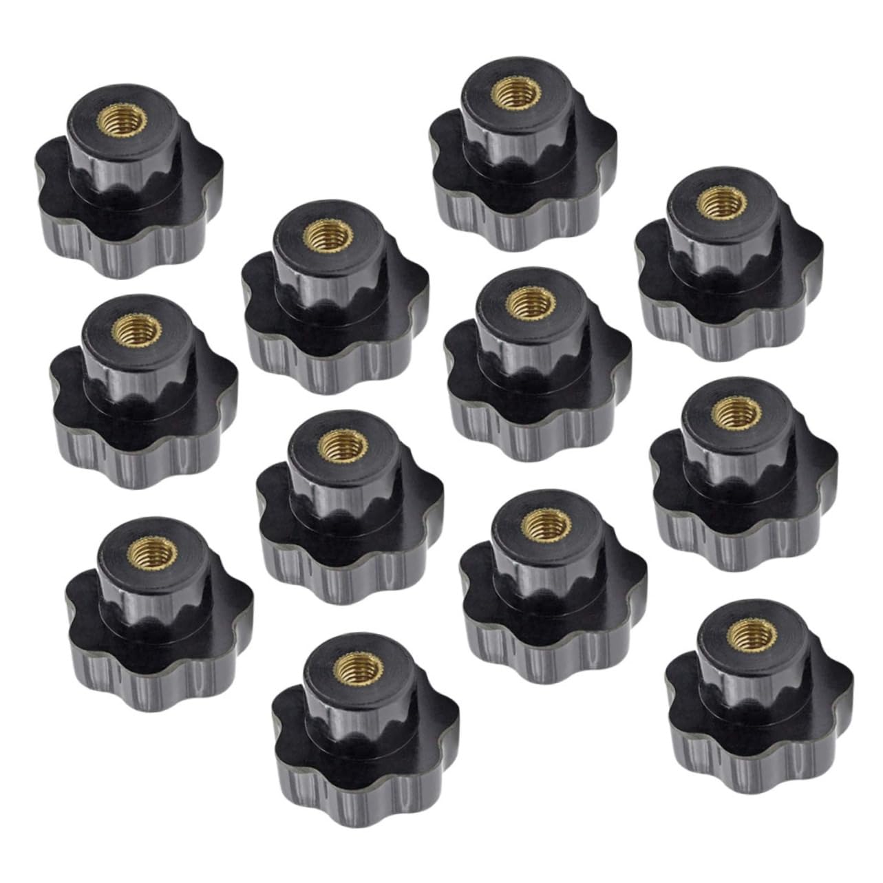 FUNOMOCYA 12pcs Thumb Nut Screw Knobs Screws Plum Shape Screw Thread Knurled Clamping Knobs Bolt with Knob Hand-Grip Thread Knob Threaded Studs Plum Blossom Knobs Screw- Plastic