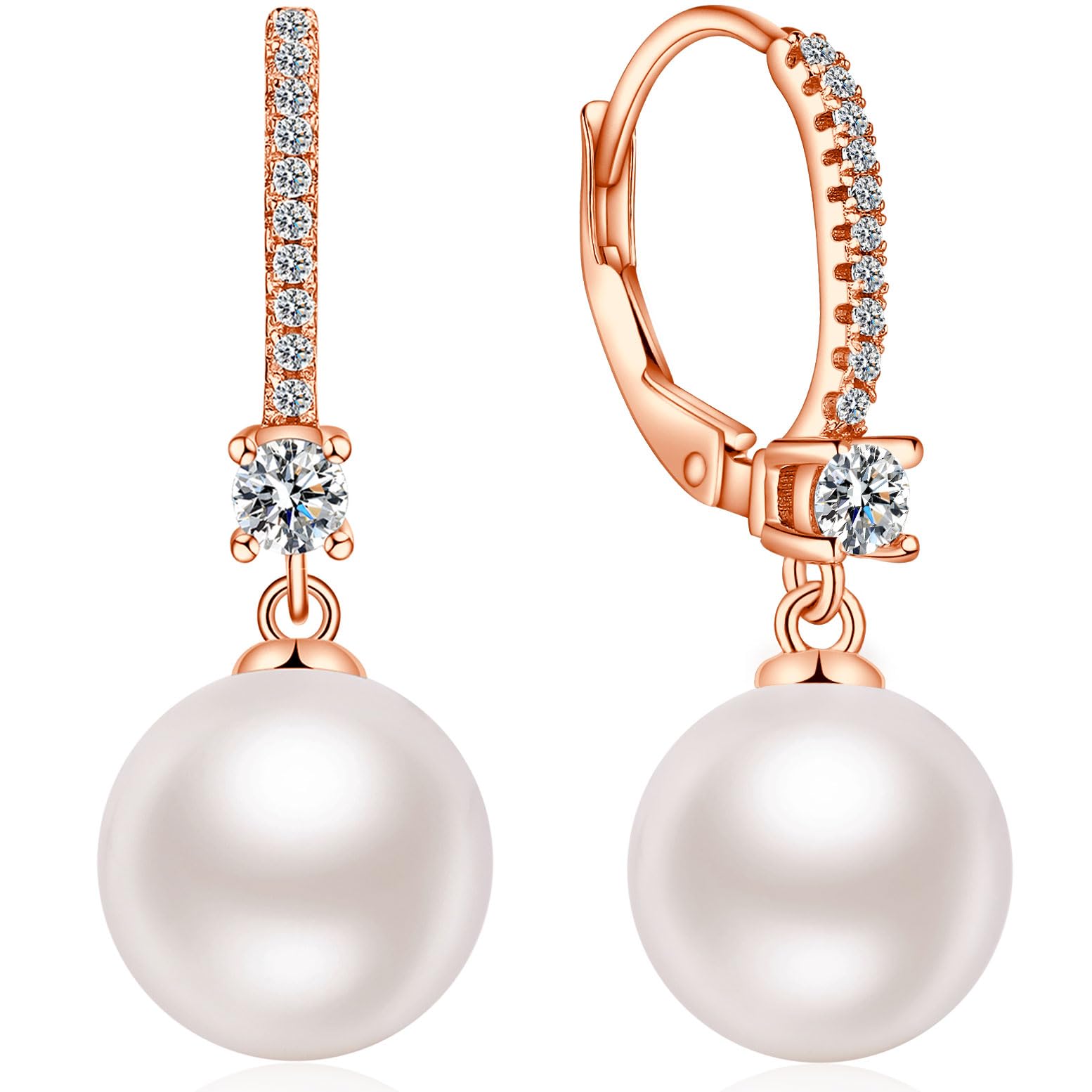 Jiamiaoi Orecchini di Perle da Donna, Orecchini Donna in Argento 925 con Perle Pendenti, Ipoallergenici Orecchio Gioielli per Ragazze Donne