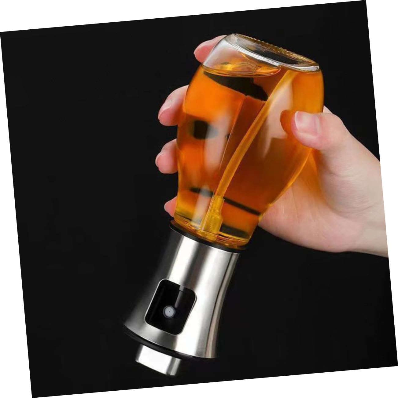 Garneck 2pcs Stainless Steel Cooking Oil Sprayer Bottle Oil Dispenser Sprayer for Kitchen Barbecue Glass Strainer