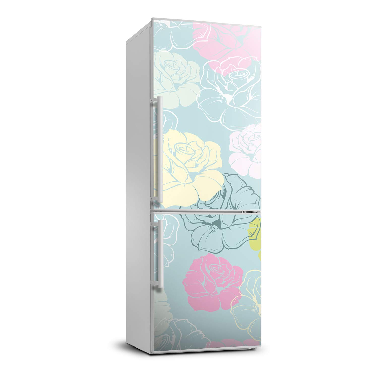 Vinilo para nevera de 70x190 cm con diseño de rosas para renovar la cocina y paredes
