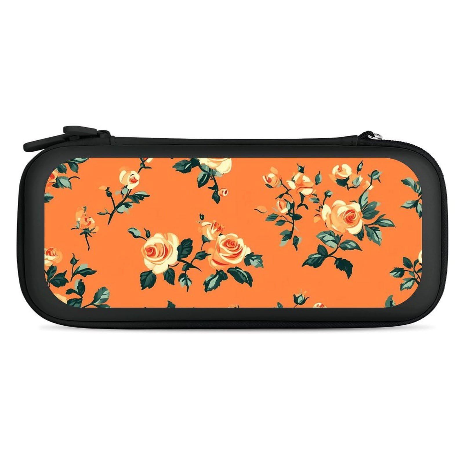 Rose Flowers Compatible with Switch Carrying Case Hard Travel Game Bag Pouch with 15 Games Accessories Black-style