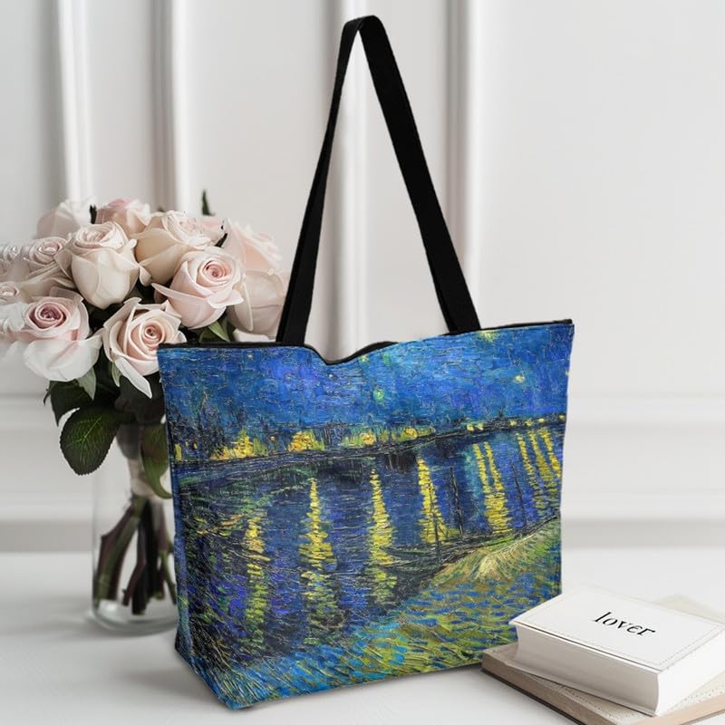 Image of Art Lover Zippered Tote Bag Waterproof Large Work Tote Bags, Artwork Women's Purse Handbags Travel Totes