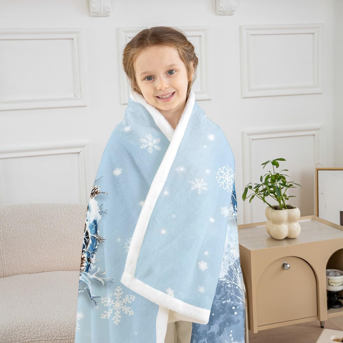 Erosebridal Personalized Letter Sherpa Blanket for Kids Christmas Tree Twin Size Fuzzy Plush Throw Xmas Deer Snowflake Fleece Blanket for Girls Women Teens Monogram Letter Decor for Bed Couch