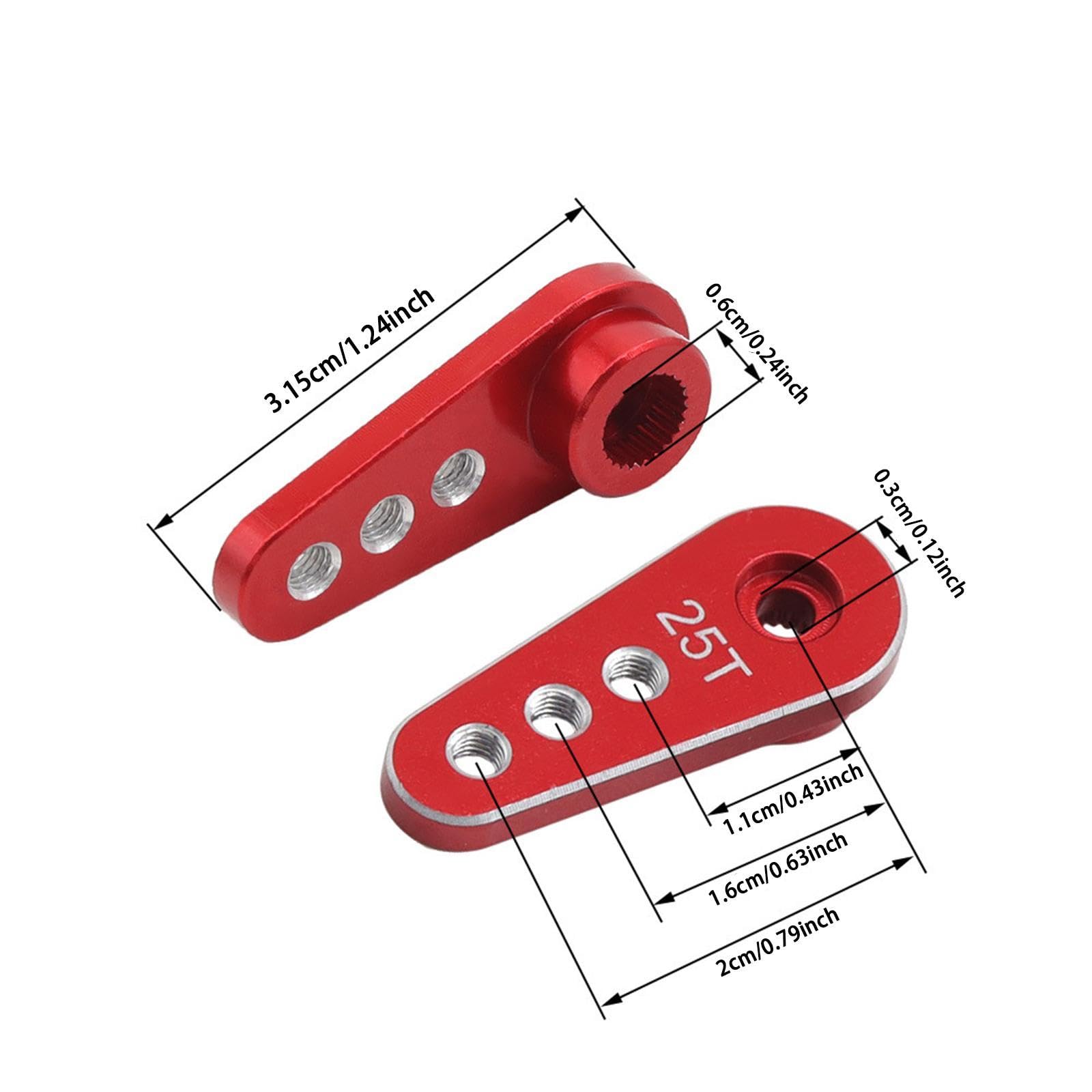 Colaxi 25T Servo Servo 1/10 Portable Replacement Easy to Use 25 Teeth Extension Steering Arm RC Core for E9001 Motors RC Servos, Red