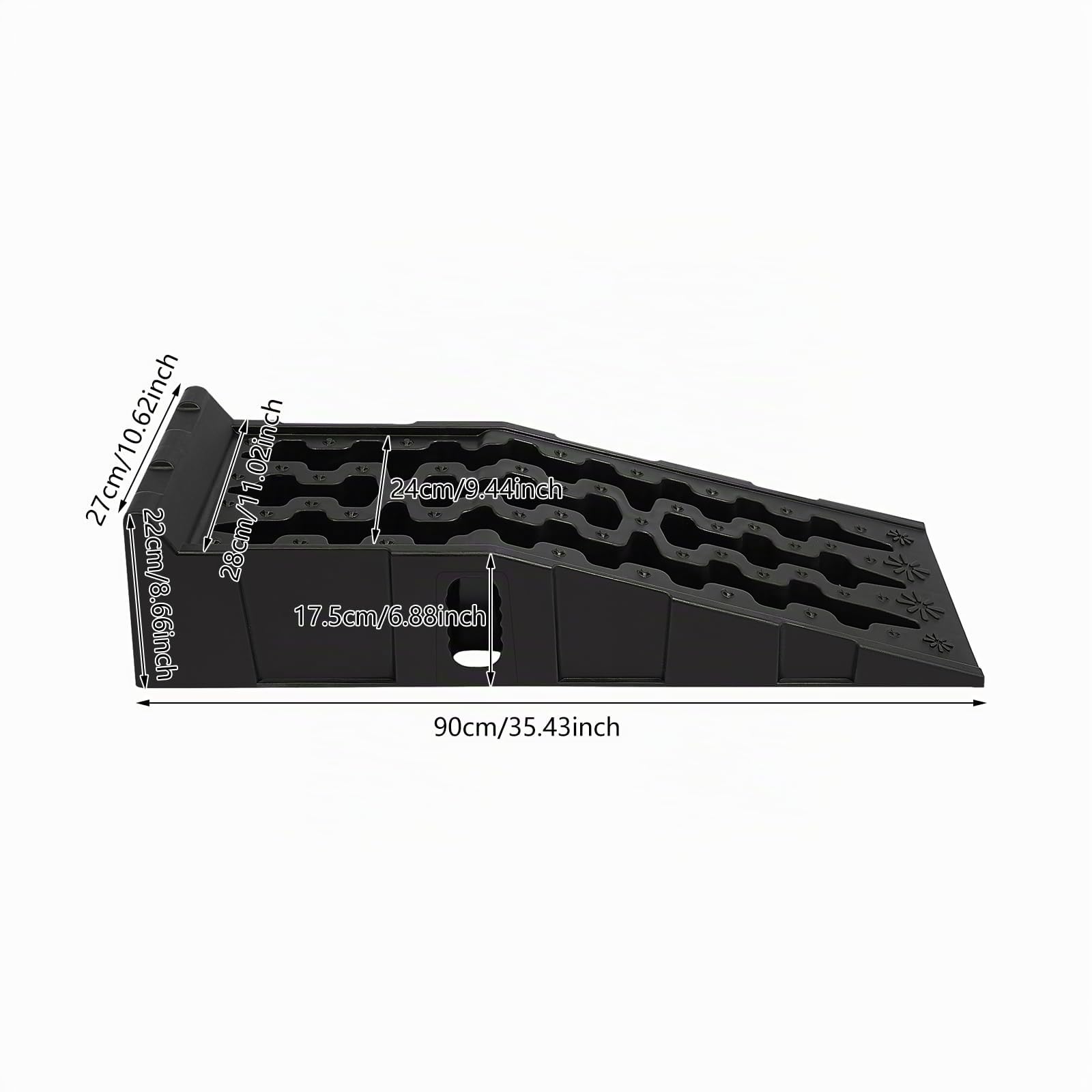 2 rampas de acceso con tope de paso, rampas de plástico antideslizante de hasta 7,25 toneladas, plataforma elevadora para coches, SUV, camiones, 90 x 28 x 22 cm, carga pesada para cambiar el aceite y