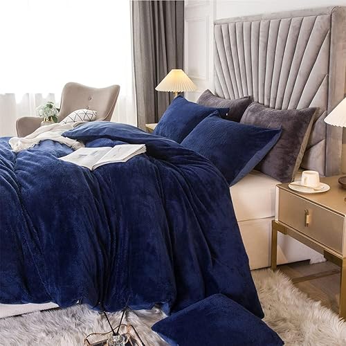 JSZS Juego de funda de edredón de terciopelo de ángel de lujo, ultra suave, esponjoso, juego de ropa de cama individual de 2 piezas (1 funda de