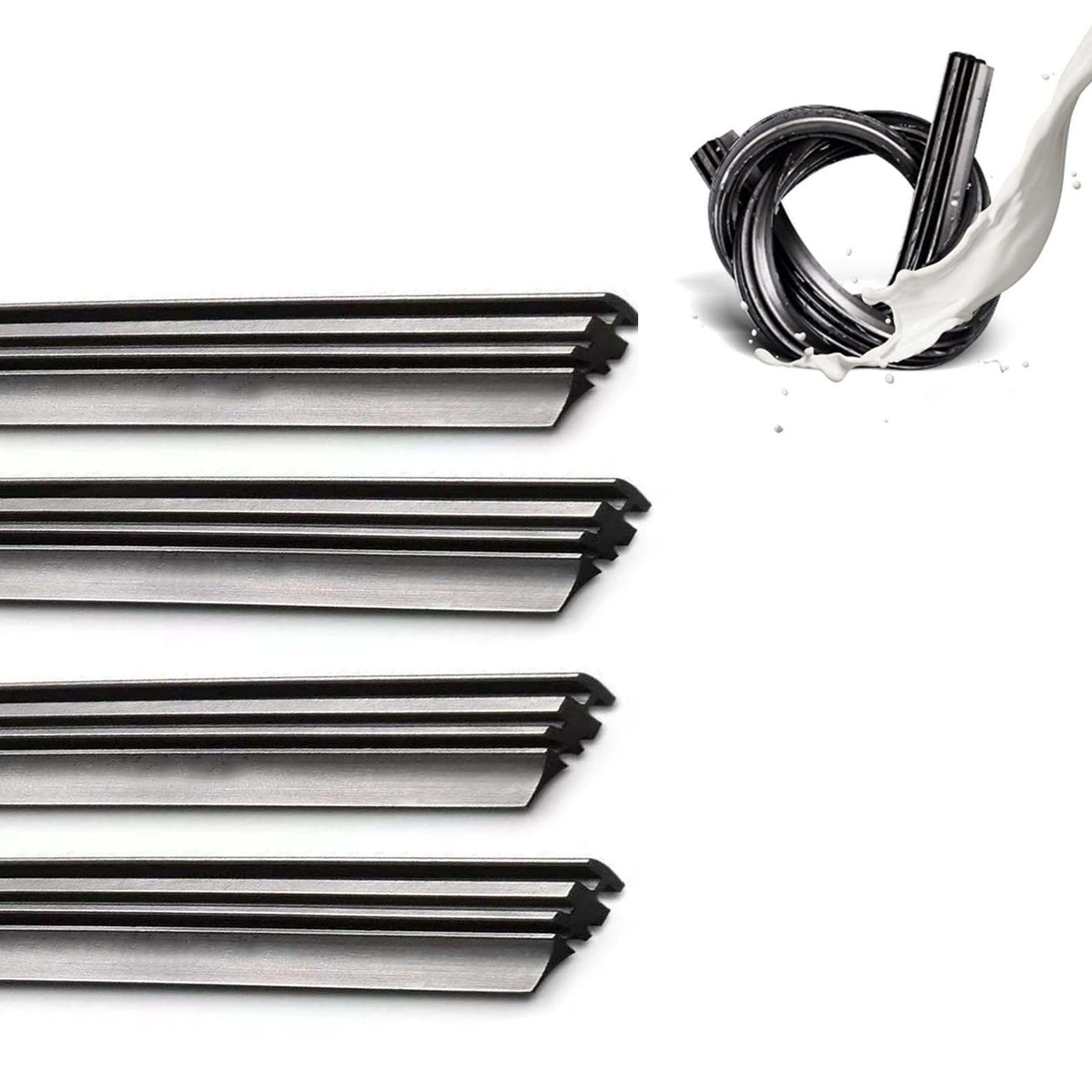 4PCS Silicone Wiper Blade Refills, 28 inch Wiper Refill Adjustable &amp; Universally Compatible with Windshield Frameless Wipers. DIY Cut to Size, Suitable for Cars, SUVs, Trucks, Vans
